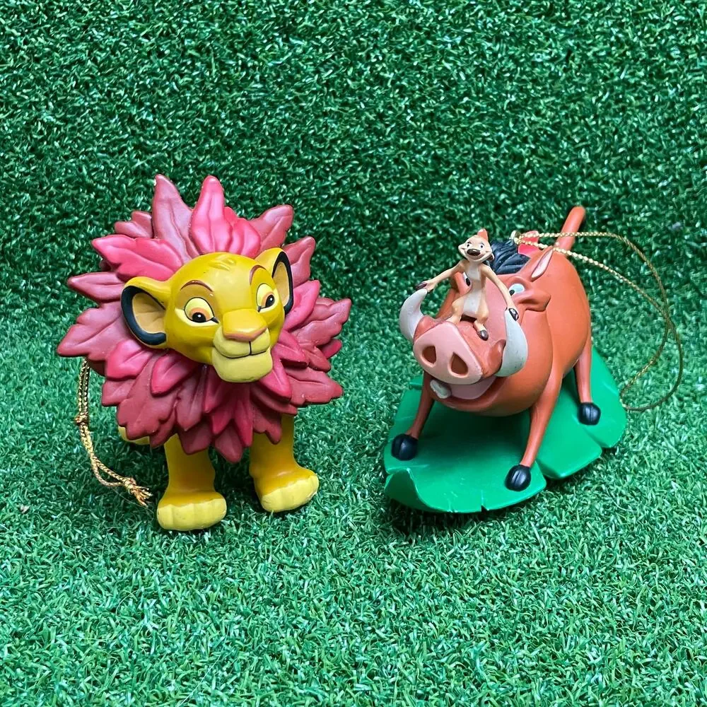 Vintage Lot Disney Grolier Simba Timon Pumbaa Christmas Ornaments